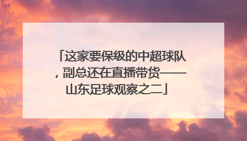 这家要保级的中超球队，副总还在直播带货——山东足球观察之二